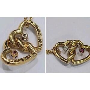 Gump’s Ron McNamer 18K Yellow Gold Heart Pendant Necklace Vintage